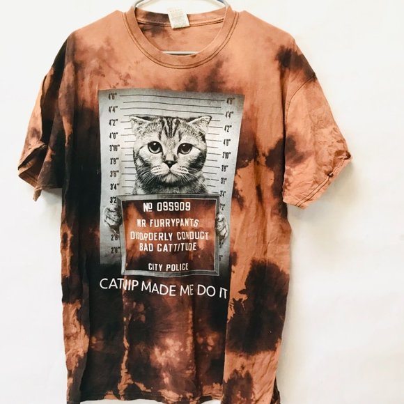 Fruit of the Loom Tops - Vintage Mugshot Catnip Made me Do it Cat Size XL Extra Large Tee Shirt FOTL